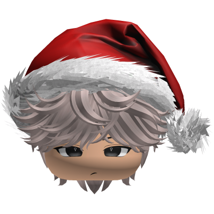 Messy Fluffy Gray Hair a Santa Hat Y2k Roblox item