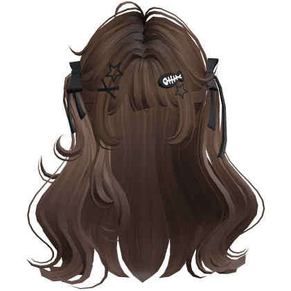 ♡ Cute Girl Pigtails w/ Hairclips & Bows (Brown) Roblox item