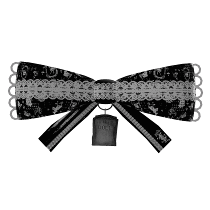🪦┊black laced bow w grave chain
