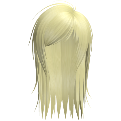 cute messy side part scene hair in pale yellow Roblox item