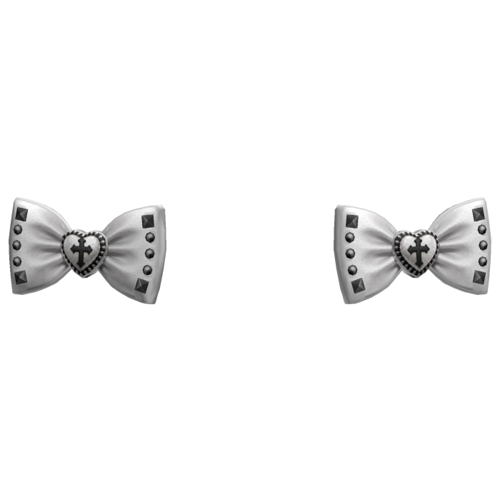White Vkei Bow Double Hairclips