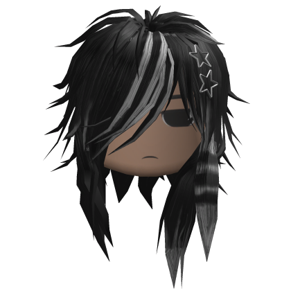 Messy Emo Hair w/ Star Clips (Black/White)