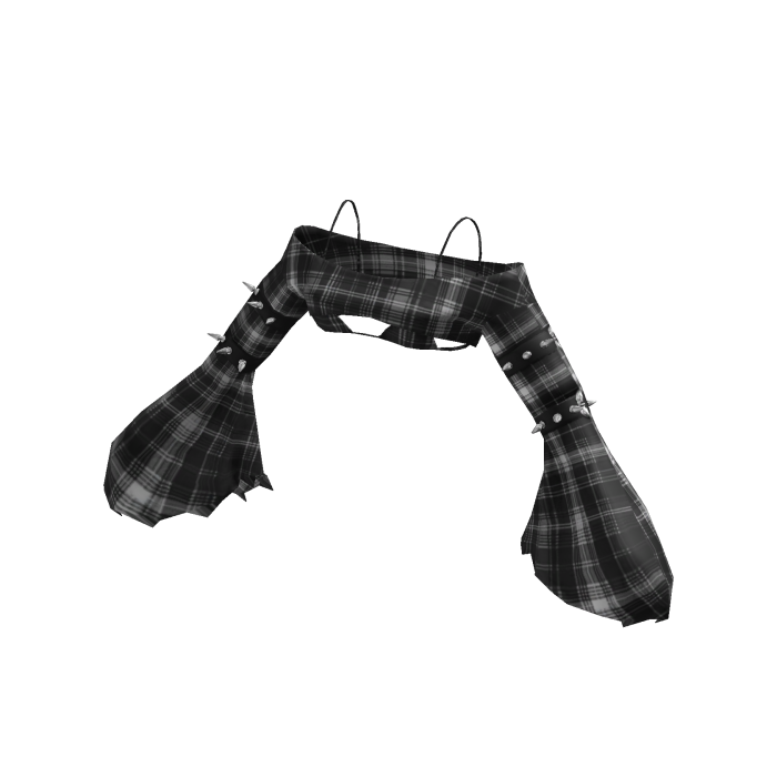 Spiked Off‑Shoulder Bell Sleeve Top Plaid [JEYS]