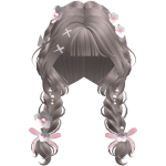 Cute Ash Brown Braided Pigtails with Pink Flowers
