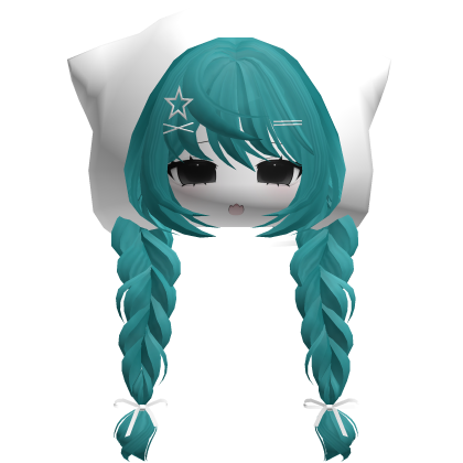 emo moe keri hair w anime girl face white teal