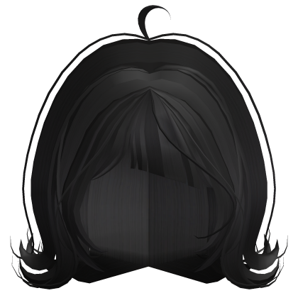 short wavy wispy doll hair with bangs (black) Roblox item