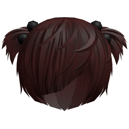 (//_^) dark red messy anime vkei emo hair w buns
