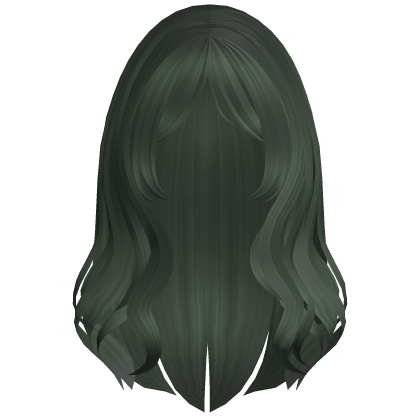Preppy Wavy Hair w/ Curtain Bangs (Dark Green)