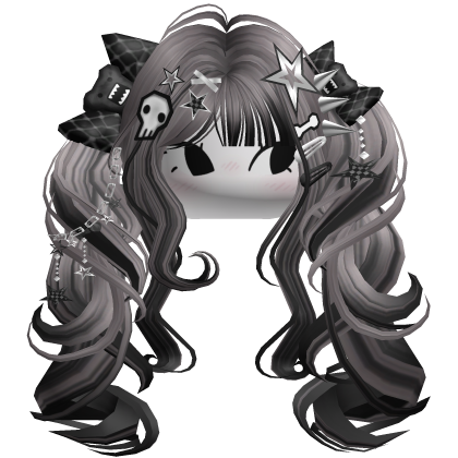 ♡ Scene Fluffy Gyaru Pigtails (Grey)