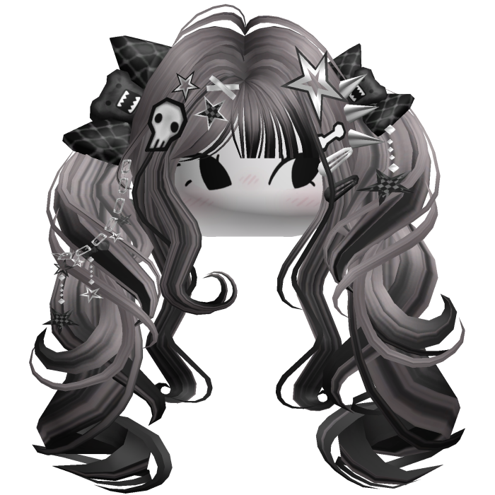 ♡ Scene Fluffy Gyaru Pigtails (Grey)