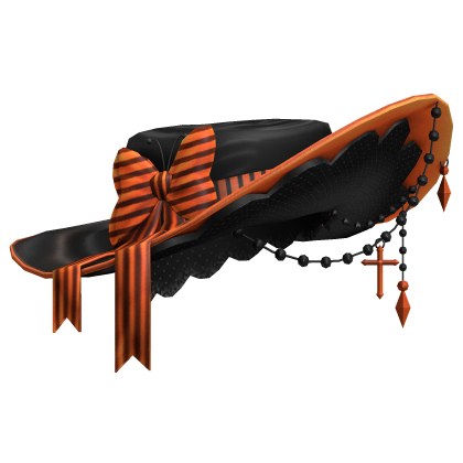 Orange&Black Gothic Ornate Wide Brim Hat w/ Bow Roblox item