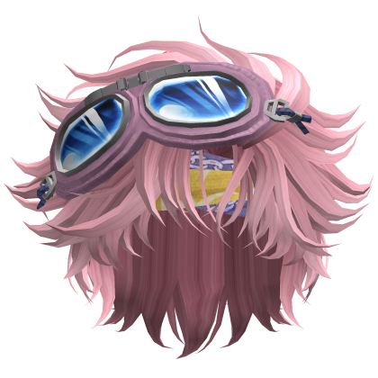 Pink Windswept Hair w/ Goggles  Roblox item