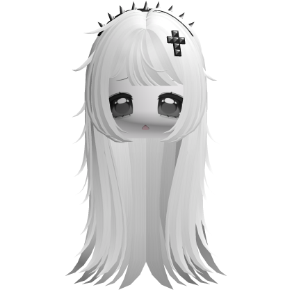 Vkei Moe White Messy Hair /w Spiky Headband Roblox item