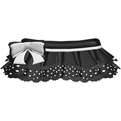 adorable polka dot black ruffle skirt w gray bow