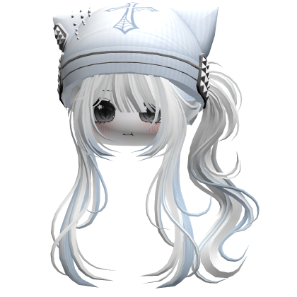Messy Ponytail W/ Punk Kitty Cap White&Blue thumbnail