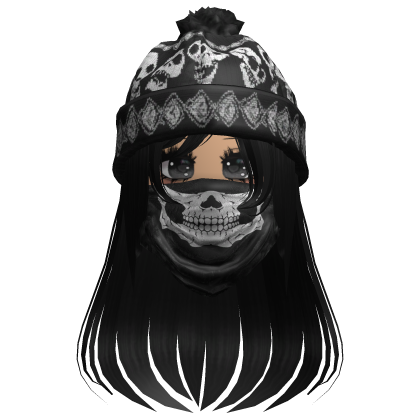 cute moe girl with emo skull beanie + mask