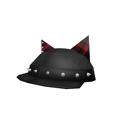 red grunge studded cat beret  Roblox item