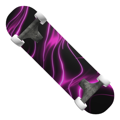 Neon Pink and Black Laser Waves Skateboard