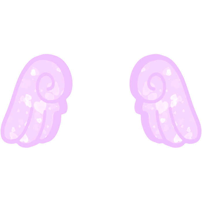 ♡ Cute Chibi Glowing Angel Wings in Purple Hearts