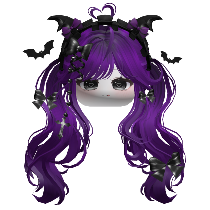 Goth Wavy Pigtails w/Headband (Purple)