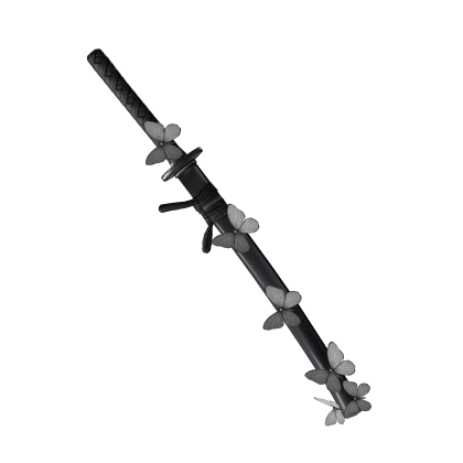 Black Japanese Katana With Bandages & Butterflies