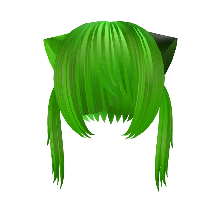 🖤꒱ green w/black spot kitty pigtails w/razor cut