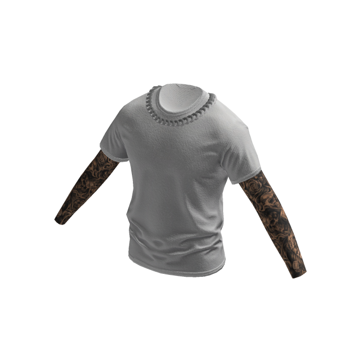 White Shirt w/ Tattoo Sleeves & Chain