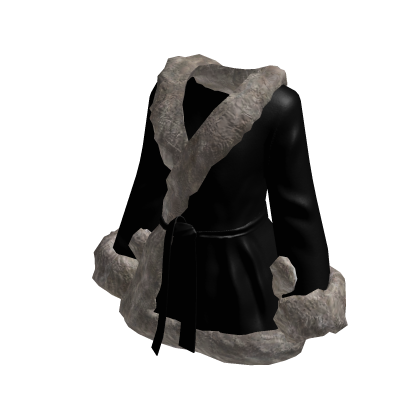 Black Fur Cute Trenchcoat 