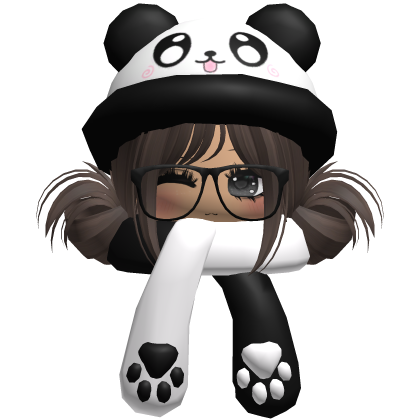 Cute Panda Hat + Scarf Hair Brown