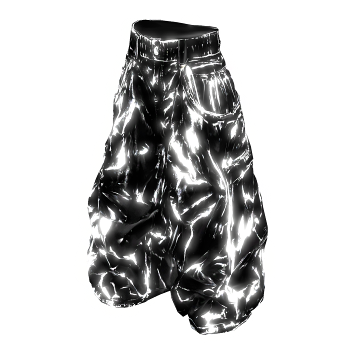 Glow Black White Emissive Pattern Baggy Pants