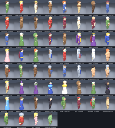 Low Poly Medieval Fantasy Characters RPG NPC x60 preview 2