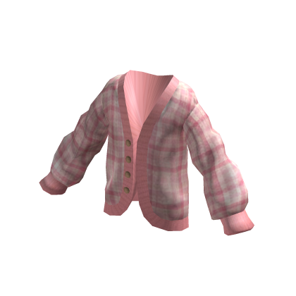 Oversized Cardigan Pastel Pink Plaid