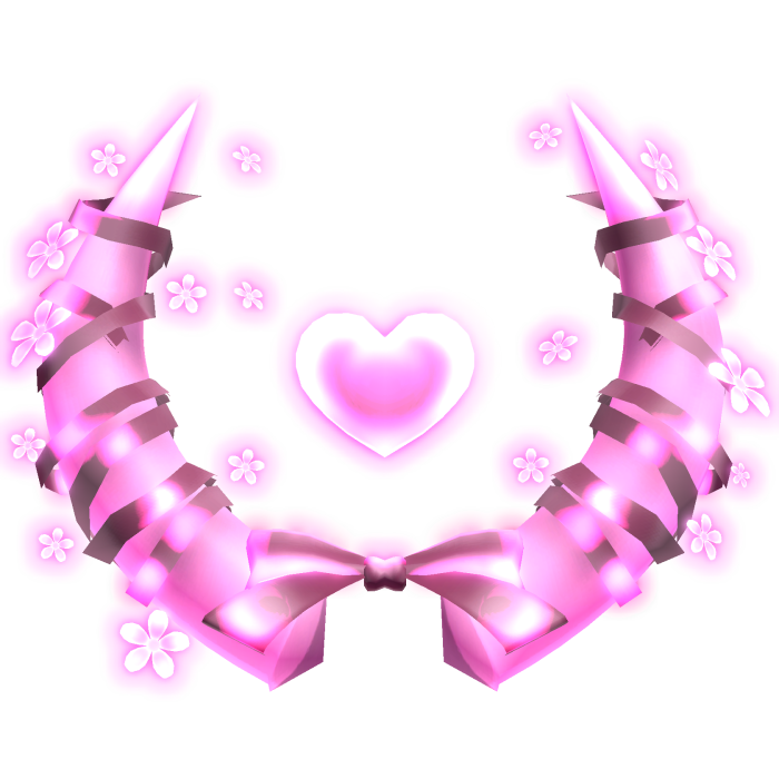 [GLOWING] Pink Heart Horns with Flowers Cute Aura