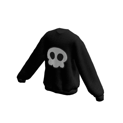 Cute White Skull Oversized Black Sweater thumbnail