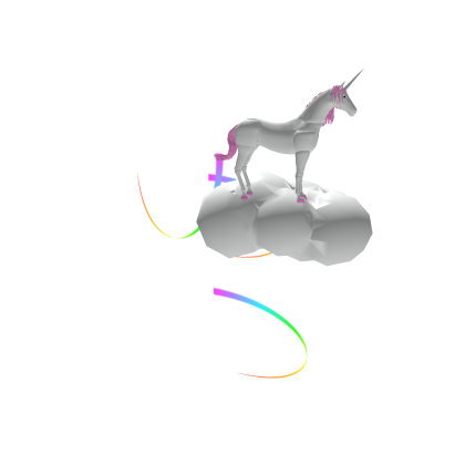 Unicorn on a cloud leaving rainbow trail