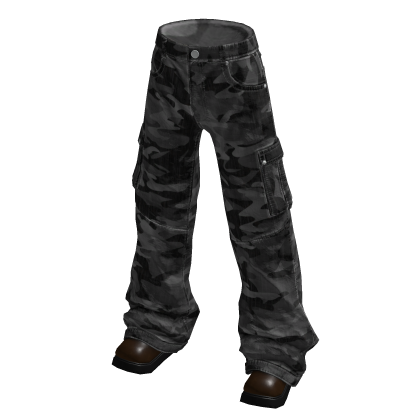 Camo Cargo Pants (Black)