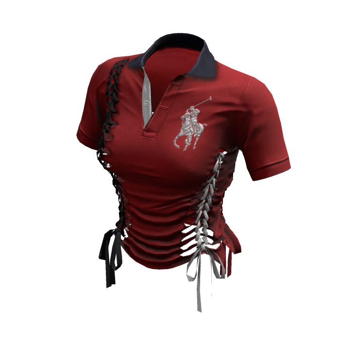 Braided Cutout Polo Shirt (Sailor)