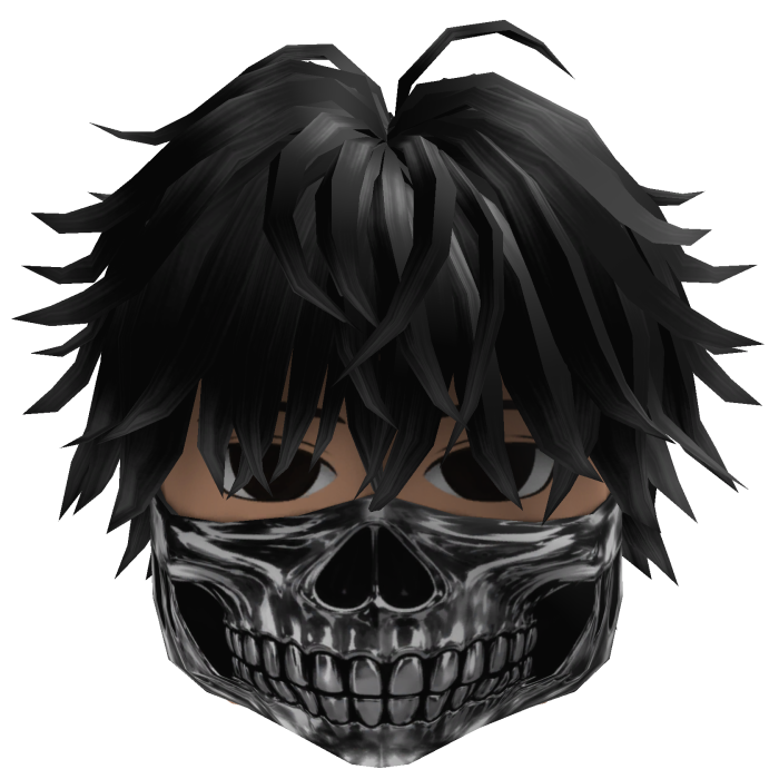Messy Hair w/ Skull Mask (Black)