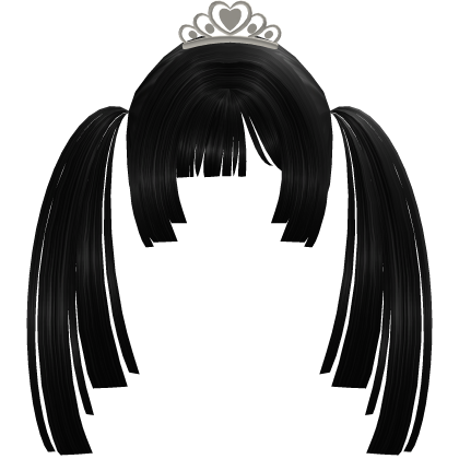 black pigtails with tiara Roblox item