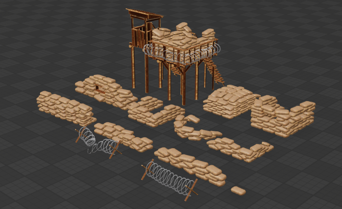 Realistic Trench Sandbags Pack preview 1