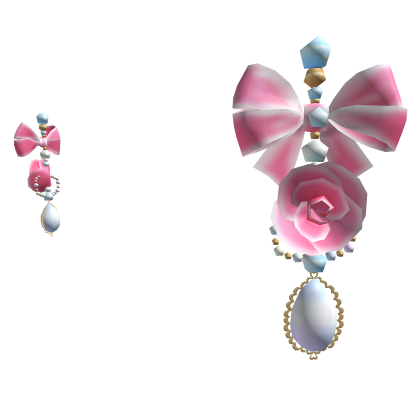 ✨ Rococo Coquette Pink Bow w Pearls Earrings Roblox item