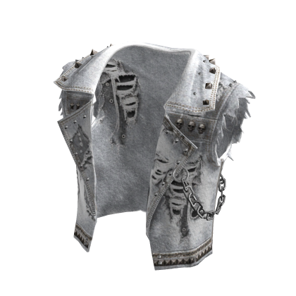 Distressed torn White Denim crop punk jacket thumbnail