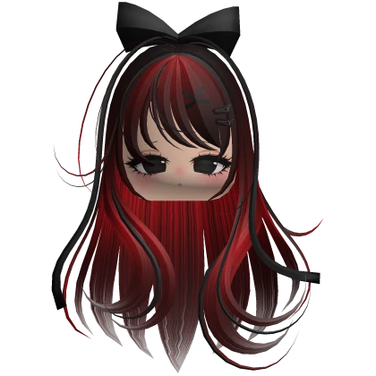 Beautiful Girl with Long Hair, Cute Bow & Lashes Roblox item thumbnail