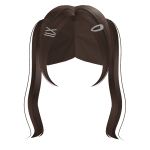 Fluffy Girl Hair With Brown Pigtails