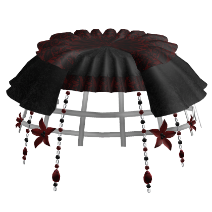 Dark Black Red Rosary Lily Cage Lace Gothic Skirt