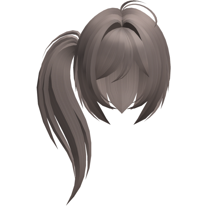 moe emo long fluffy side ponytail ash brown
