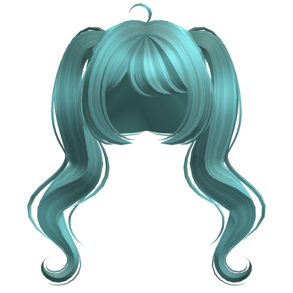 ୨୧ Blue Cute Wavy Miku Pigtails Roblox item