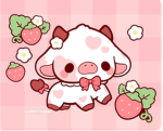 Cute pink fluffy strawberry cows