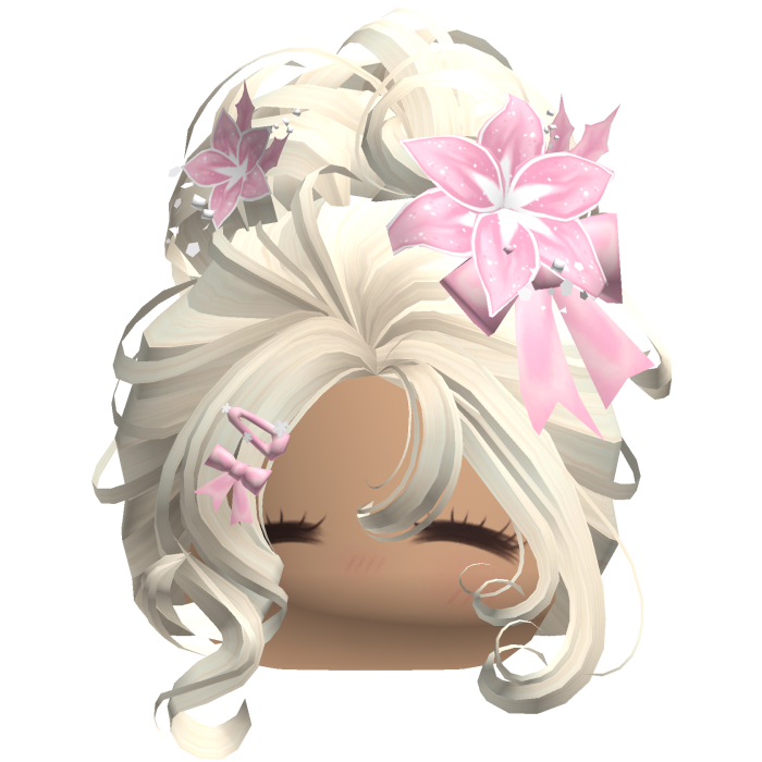 ♡ Christmas Flowery Bun Updo (Pink Beige)