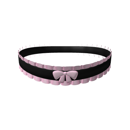♡ dainty ruffled black and pink choker